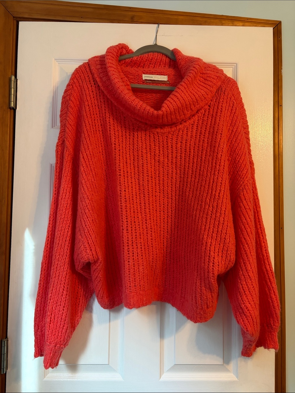 Anthropologie Chunky Coral Cowl Neck Sweater